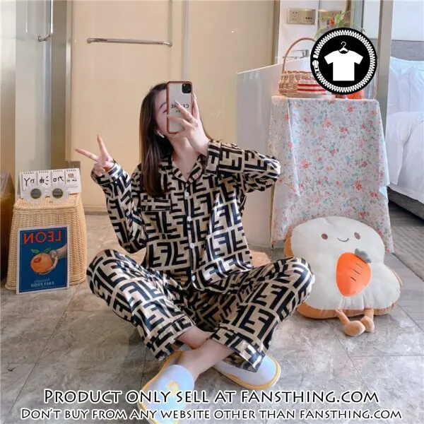 Trending luxury fashion fendi satin pajama set pjs1046 fst0732947